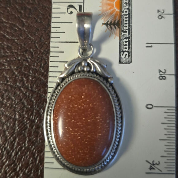 Vintage Sunstone Pendant. Set in Sterling Silver‎ - Picture 3 of 5
